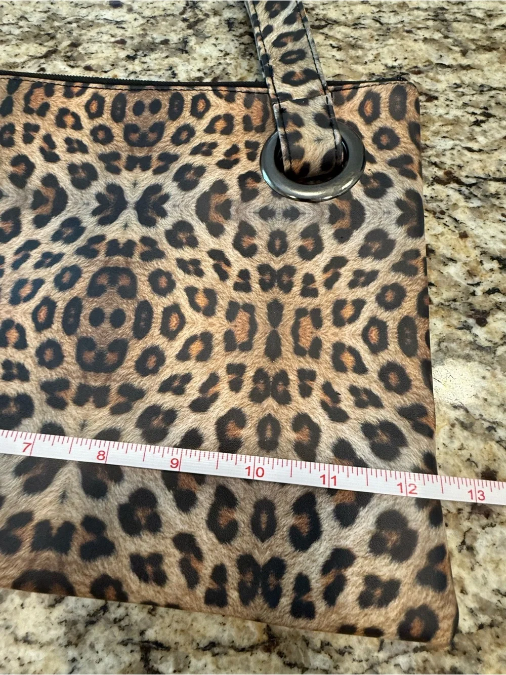 Leopard print wristlet travel bag make up case 8.5”x12.5”